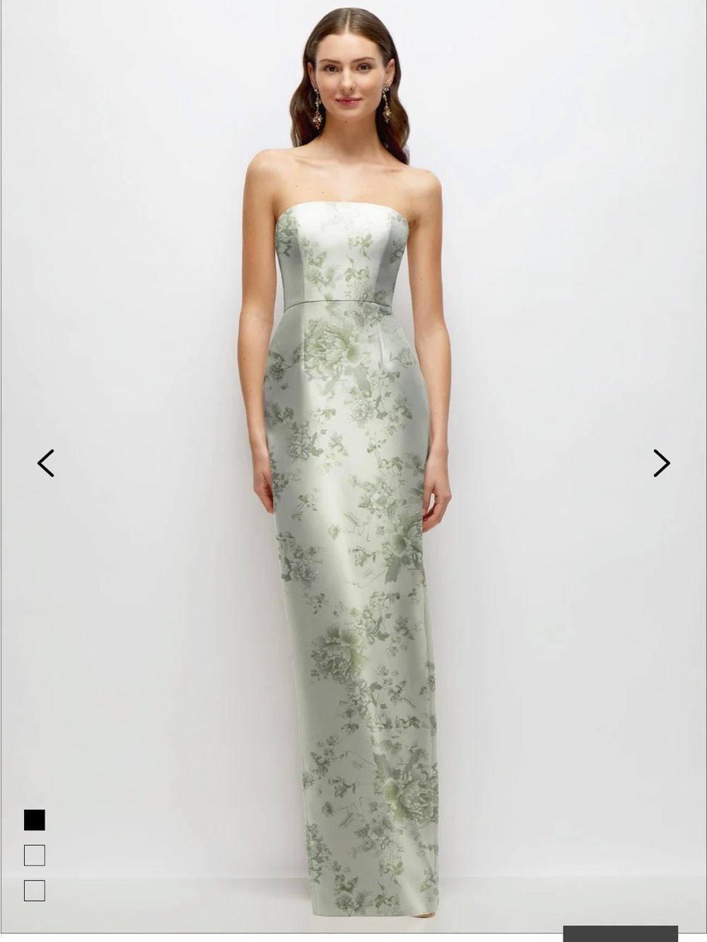 Alfred Sung Jacqueline D877FP Sage Cottage Rose Floral Satin Maxi Dress 2R